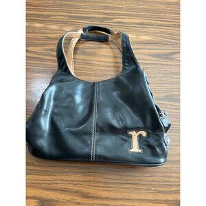 Nine West black cream zippered and snap bag with initial R